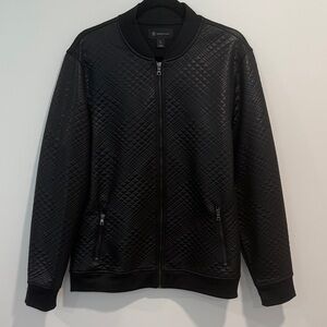 INC International Concepts Black Quilted Bomber Jacket